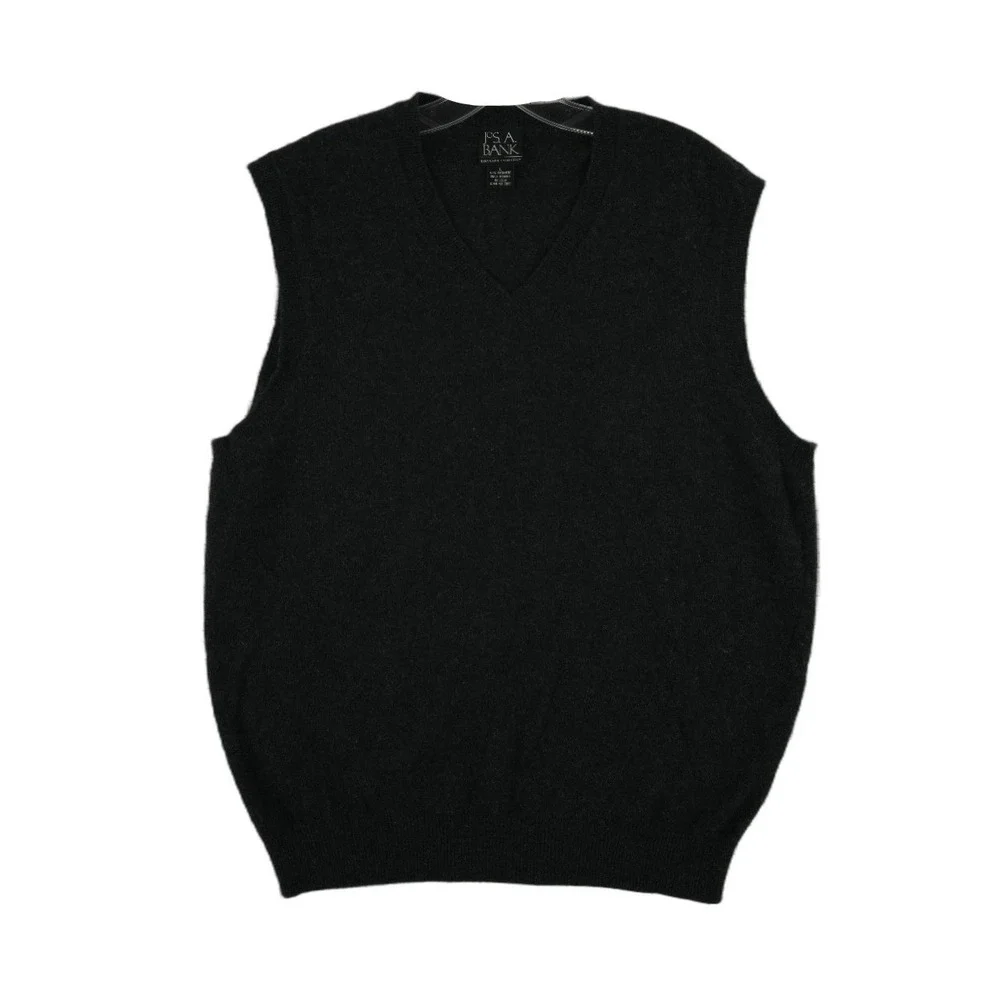 Jos. A. Bank Executive 100% Cashmere Sweater Vest Men's Size Large Black V Neck